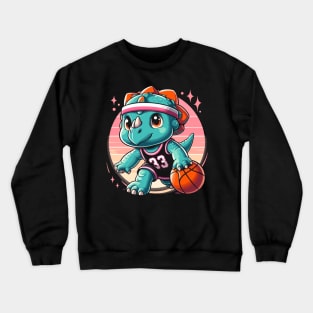 Ballin' Dino: This T-Rex Takes the Court Crewneck Sweatshirt